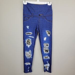 Faux Denim and Camo‎ Polyester and Spandex Leggings One Size Fits All